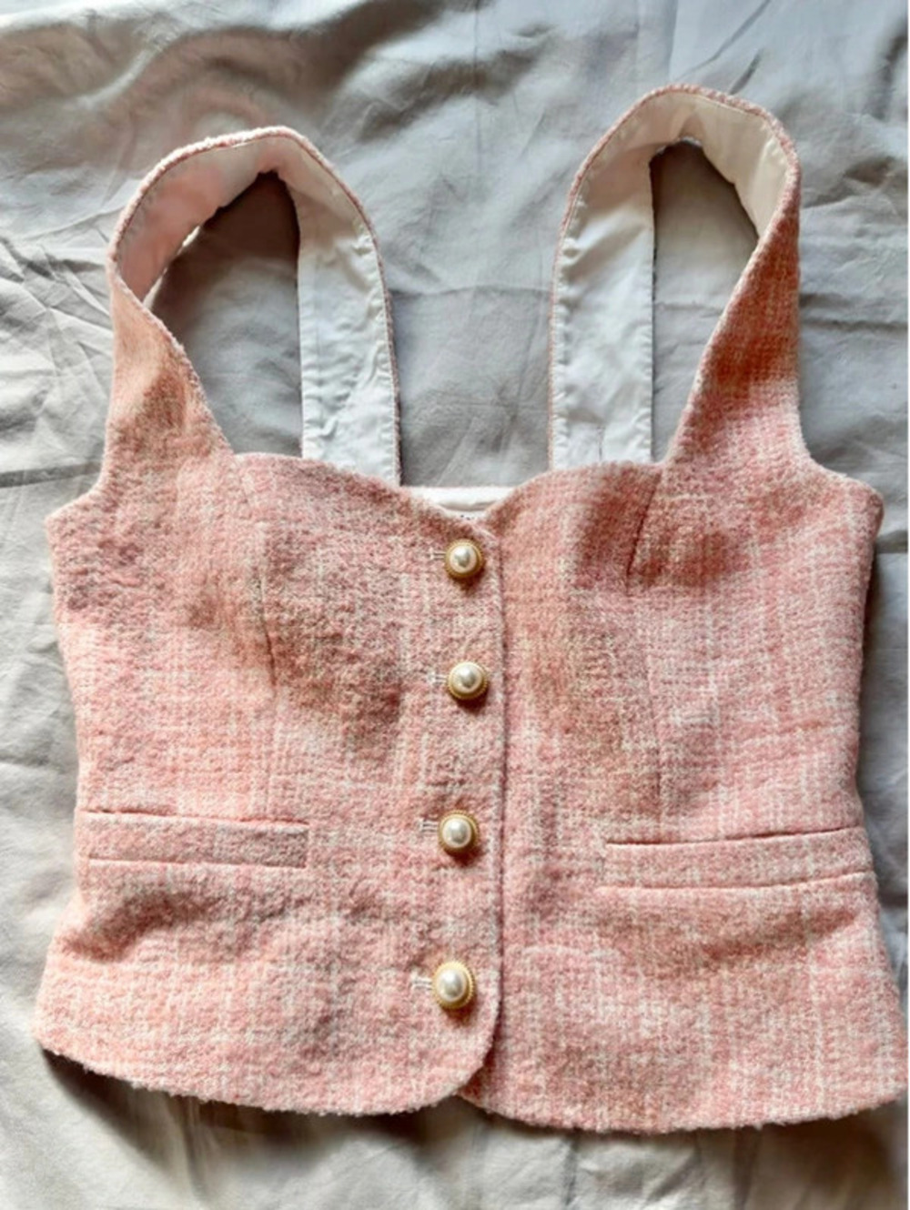 Reformation Amora Pink Wool Blend Vest Top 4 Coquette Barbiecore Balletcore